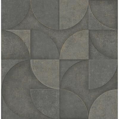 Advantage Addison Charcoal Retro Geo Wallpaper
