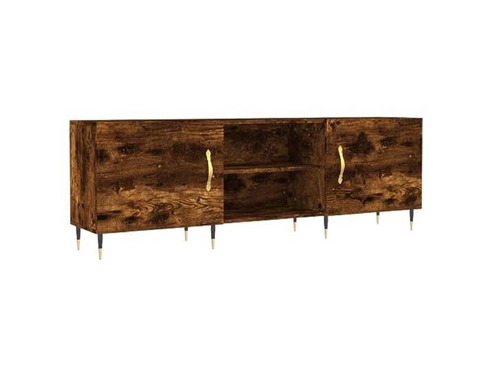 LKJephalotrope TV-Schrank Lowboard Räuchereiche 150x30x50 cm Holzwerkstoff Stabiles Mediencenter für Wohnzimmer mit 4 Fächern, robuster Tür und soliden Eisenbeinen.