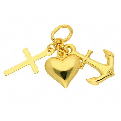 Kette mit Anhänger ADELIA´S "Damen 585 Gold Anhänger Glaube-Liebe-Hoffnung", gold, Halsketten, Damen, Gold, Schmuckset - Set mit Halskette