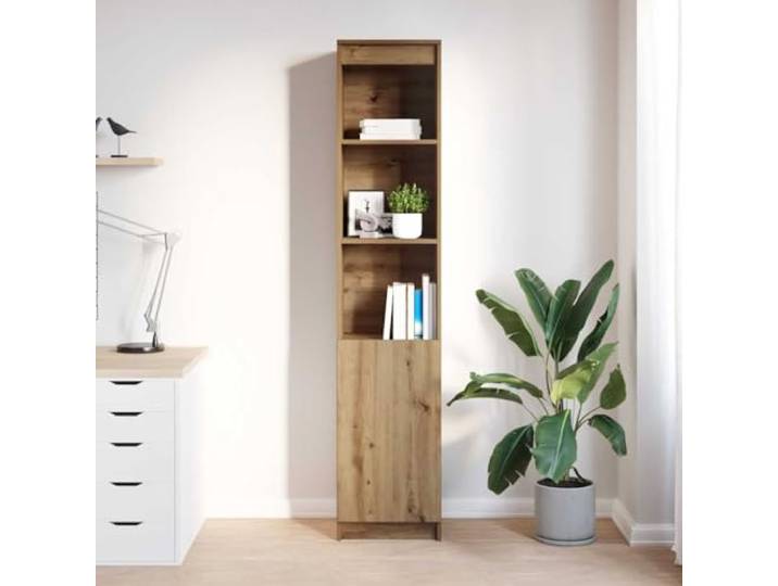 KTHLBRH Anrichte Hohe Eiche Handwerk 37,5 x 35 x 180 cm Technisches Holz, 5 Böden, verstellbare Tür, 60 kg Kapazität, für Wohnzimmer oder Eingangsbereich