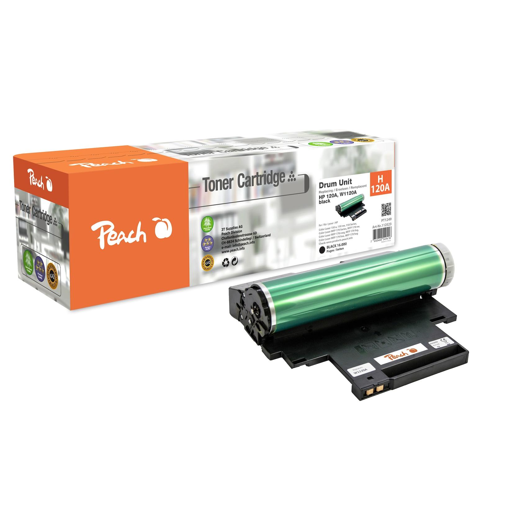 Peach HP 120 A Trommeleinheit bk ersetzt HP No. 120A, W1120A für z.B. HP Color Laser MFP 178 nw, HP Color Laser 150 a, HP Color Laser 150 nw (wiederaufbereitet)