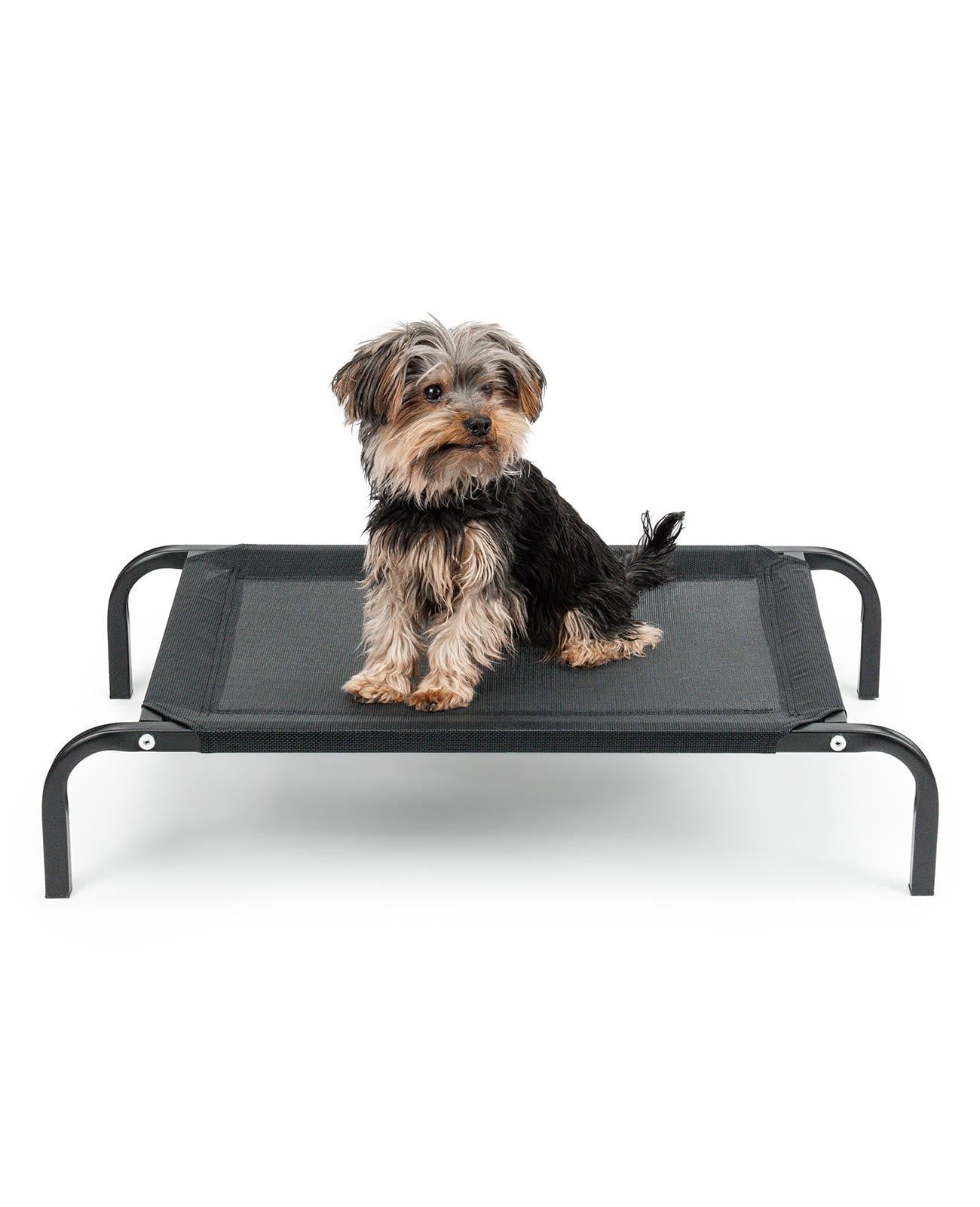Lionto verhoogd hondenbed voor buiten, zwart, 75 x 47 cm
