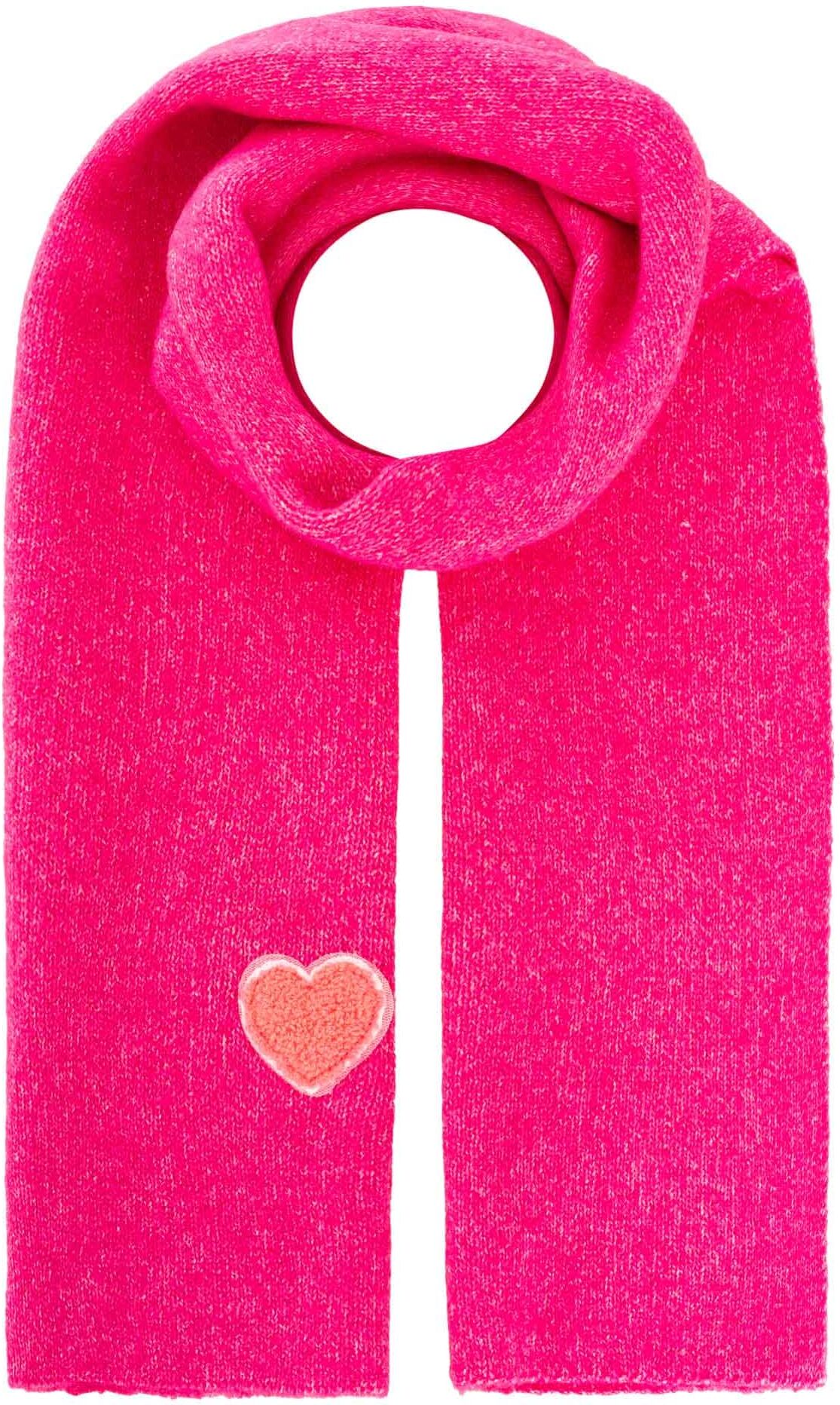 Schal ZWILLINGSHERZ "Heart Patch"- KIDS", Mädchen, pink, Obermaterial: 55% Polyacryl, 30% Viskose, 15% Wolle, Modetücher Schal, Pinkes Herz-Patch, gerippt, passend zur Mütze, mit Wollanteil