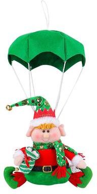 Inspired Deals Christmas Elf Parachute Hanging Decoration Plush Ornament For Christmas Tree & Holiday Home Decor green