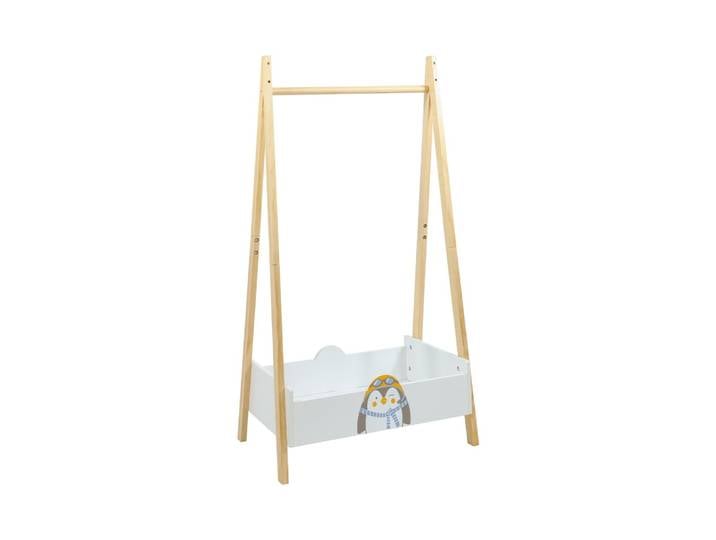 Porte-manteau pour enfants en mdf pin blanc 120x60x35