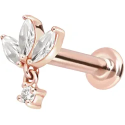 14 Karat Gold Labret mit Innengewinde MOISSANIT-BLUME + MOISSANIT