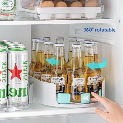 Perfect Picks Market Rotating Lazy Susan Organizer Tray For Fridge & Cabinet Storage clear white