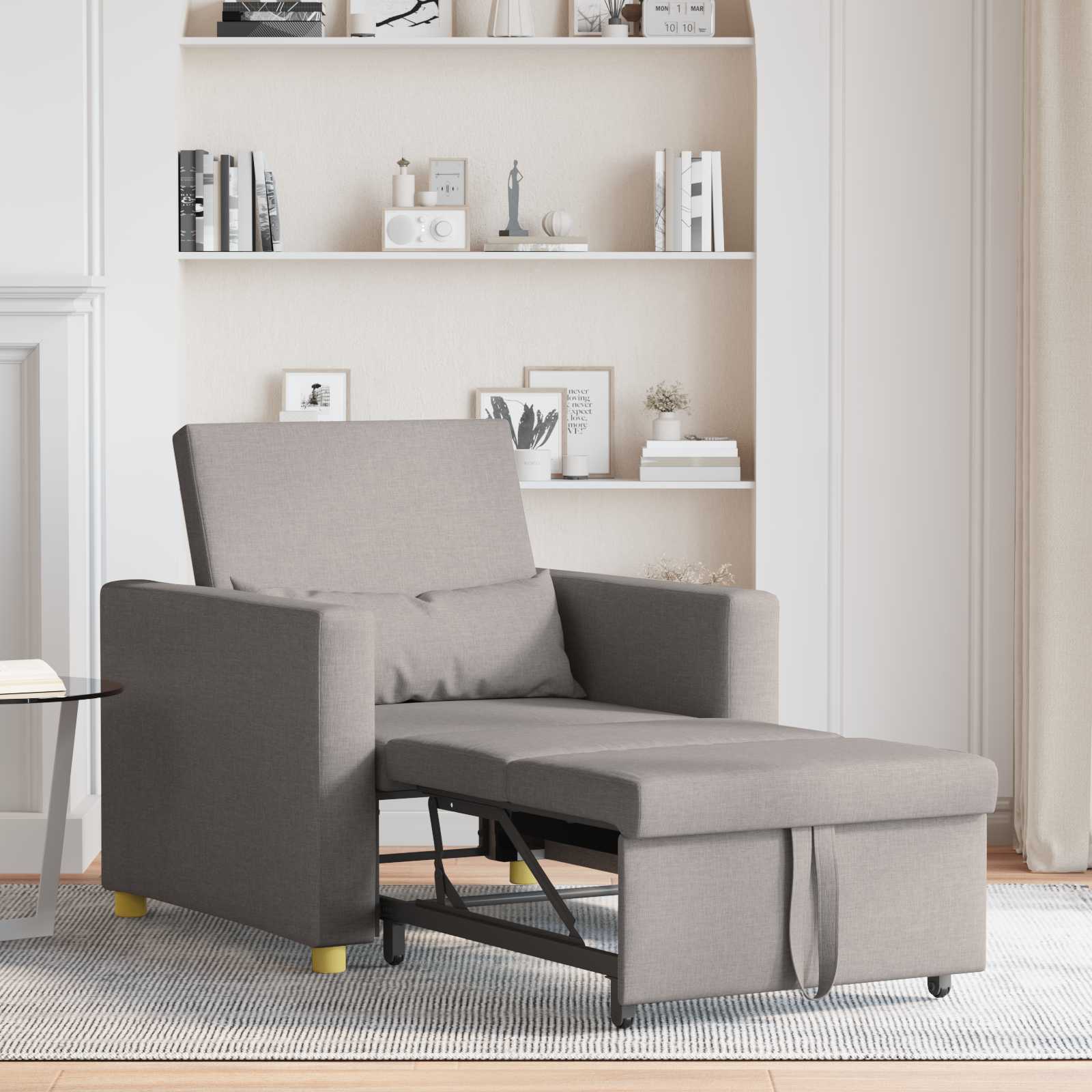 vidaXL Pull out Sofa Bed Single Taupe tissu