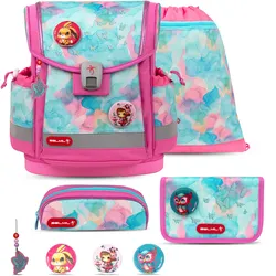 Belmil Classy Plus Schulranzen Set 5-teilig mit Brustgurt - Aqua Rose Koffer24