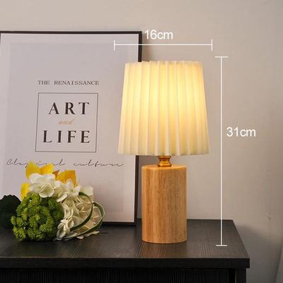 Inspired Living Retro Pleated Wooden Table Lamp USB LED Bedside Lamp With Warm White Light For Cozy Home Decor original Wooden