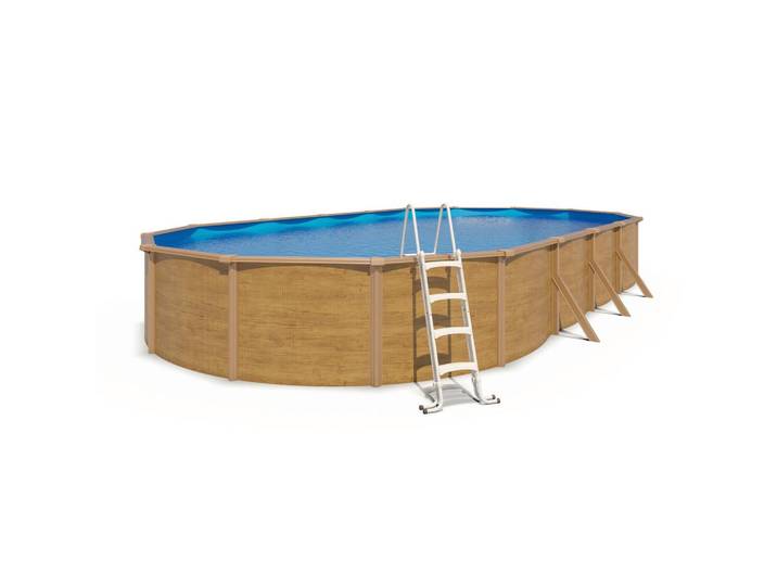 Pool Set STEELY DE LUXE WOOD 3-teilig, laufruhige Pumpe