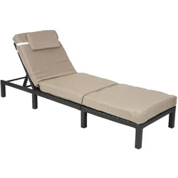 Décoshop26 - Anthrazitfarbene Gartenliege/Deckstuhl aus Polyrattan mit Kissen 04_0004236