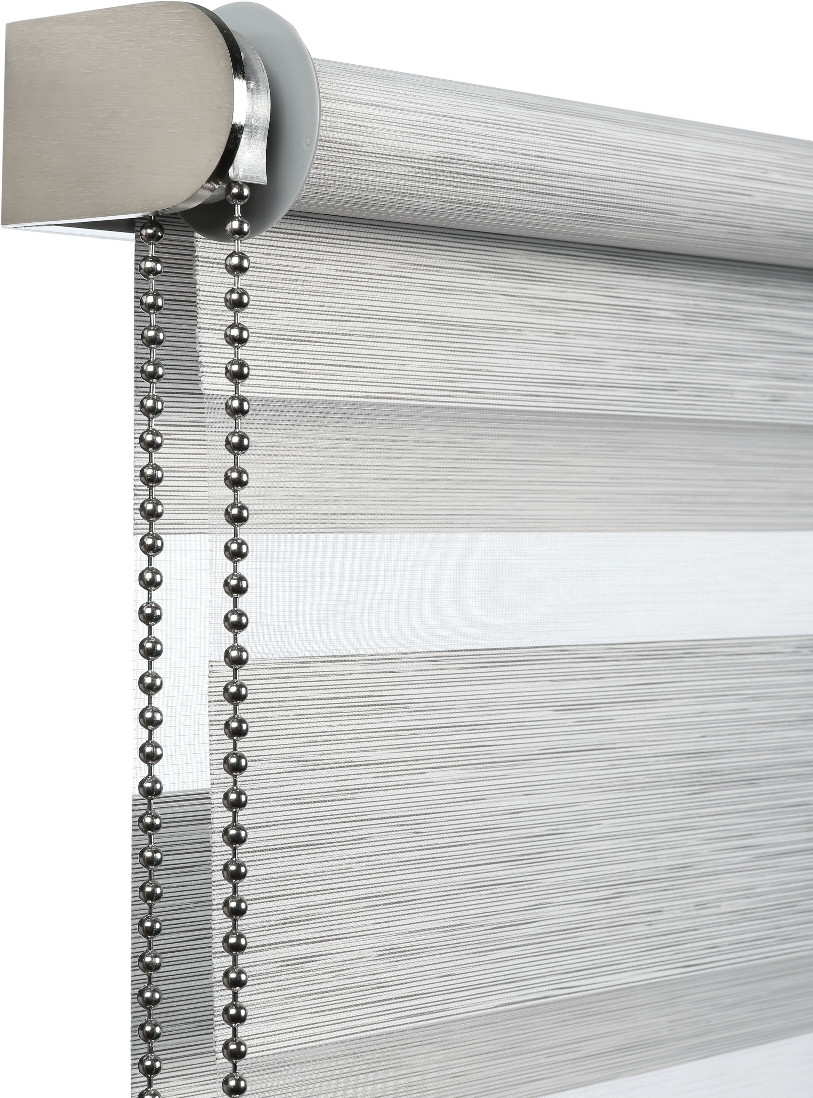 Doppelrollo GARDINIA "de luxe", grau (grau, melange), B:90cm H:180cm, Polyester, Rollos, Doppelrollo, hochwertiges Gesamtkonzept mit silbernen Metallkomponenten grau, melange 180cm, einseitig verschiebbar, 90cm
