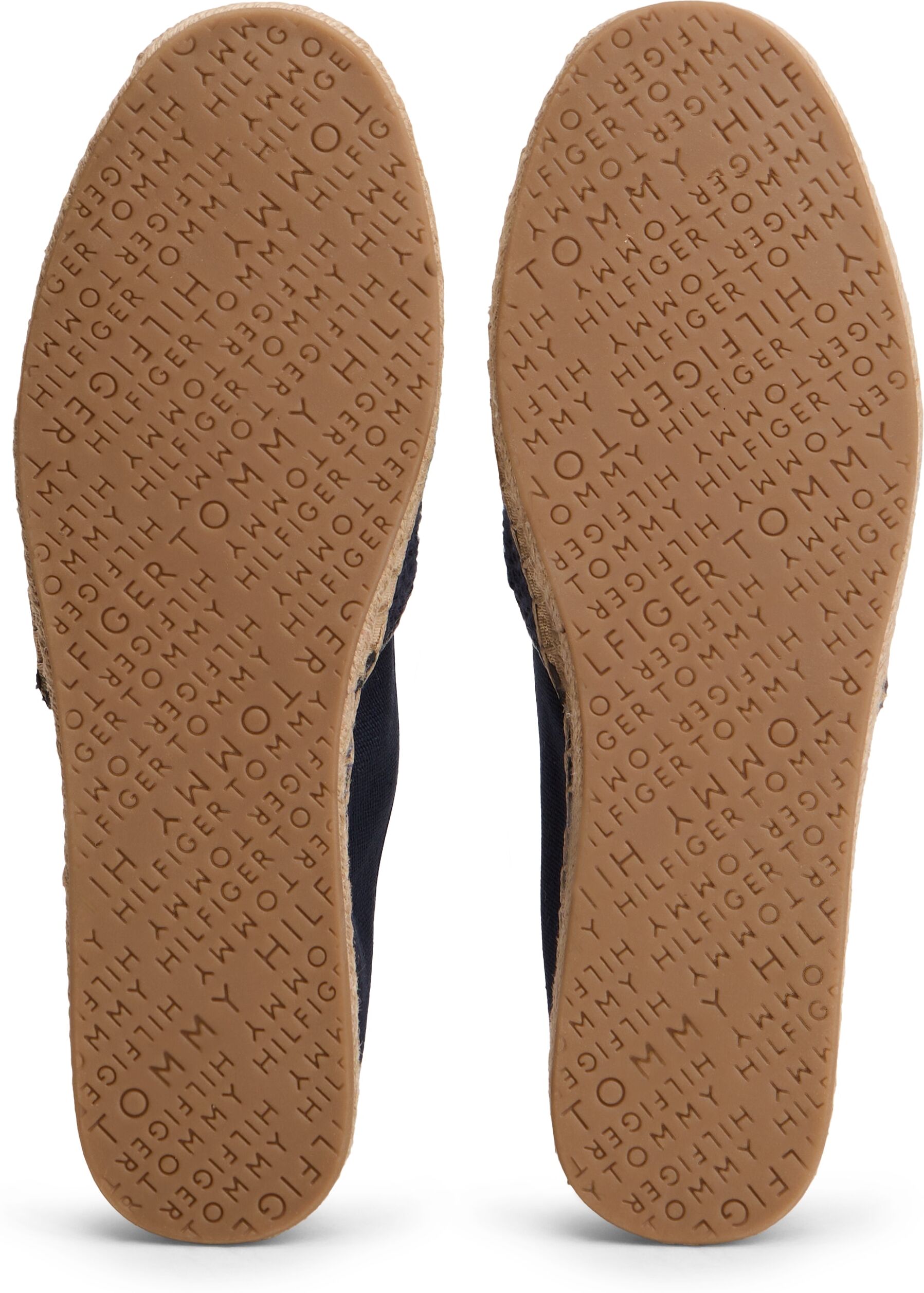 Espadrille TOMMY HILFIGER "TH SCRIPT CROCHET ESPADRILLE", Damen, Gr. 38, Textil, blau (dunkelblau), Leder, Synthetik, Textil, Schuhe Espadrille, Schlupfschuh, Sommerschuh, mit TH-Schmuckelement, schmale Form