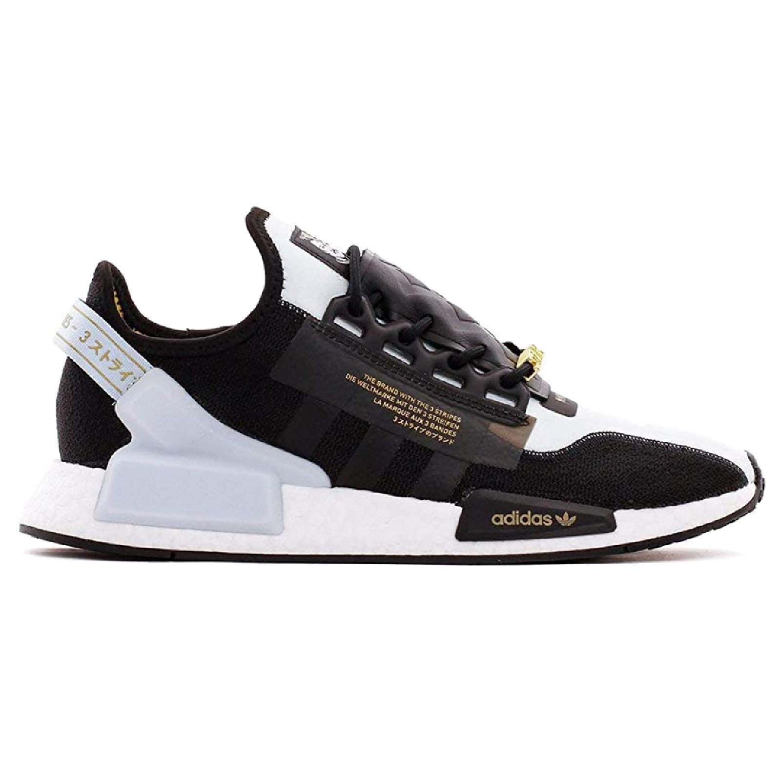Adidas Originals NMD R.1V2 Boost Star Wars Lando 40th Anniversary Schuhe Sneaker schwarz/weiß/gold FX9300 LIMITED EDITION, Schuhgröße:44 2/3 EU