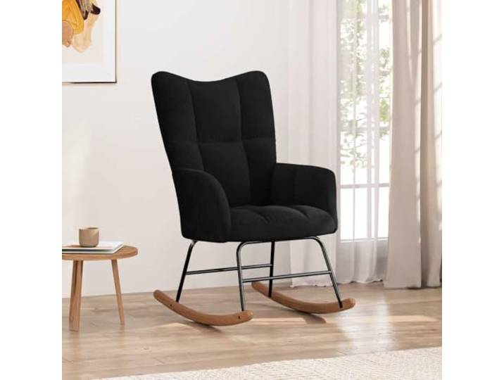 smnyxs Schaukelstuhl, Schwarz, Velours, mit Stahlrahmen, für Wohnzimmer Schickes Design, gepolsterter Schaumstoff, weicher Samt, stabile lange Schienen, langlebige Stahlfüße