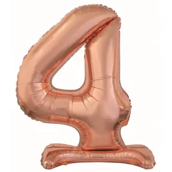 XL Folienballon Zahl 4 Roségold stehend