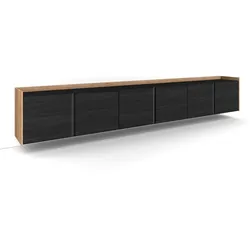 SKRAUT HOME TV-Schrank, Lowboard, 309x50x35 cm, 6 Türen, Hängend, Schwarz Eiche
