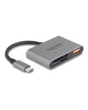 Delock USB-C Card Reader für SD und Micro Speicherkarten+ USB 10 Gbps Typ-A Port (91016)