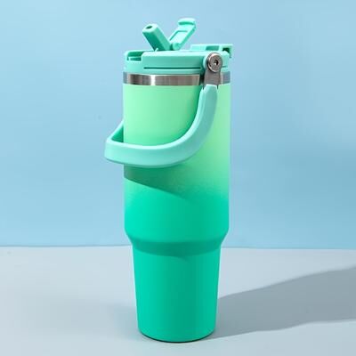 USA Free Shipping Shop Premium Large Capacity Stainless Steel Travel Tumbler Vacuum Insulated With Handle & Straw For Outdoor, Car & Daily green