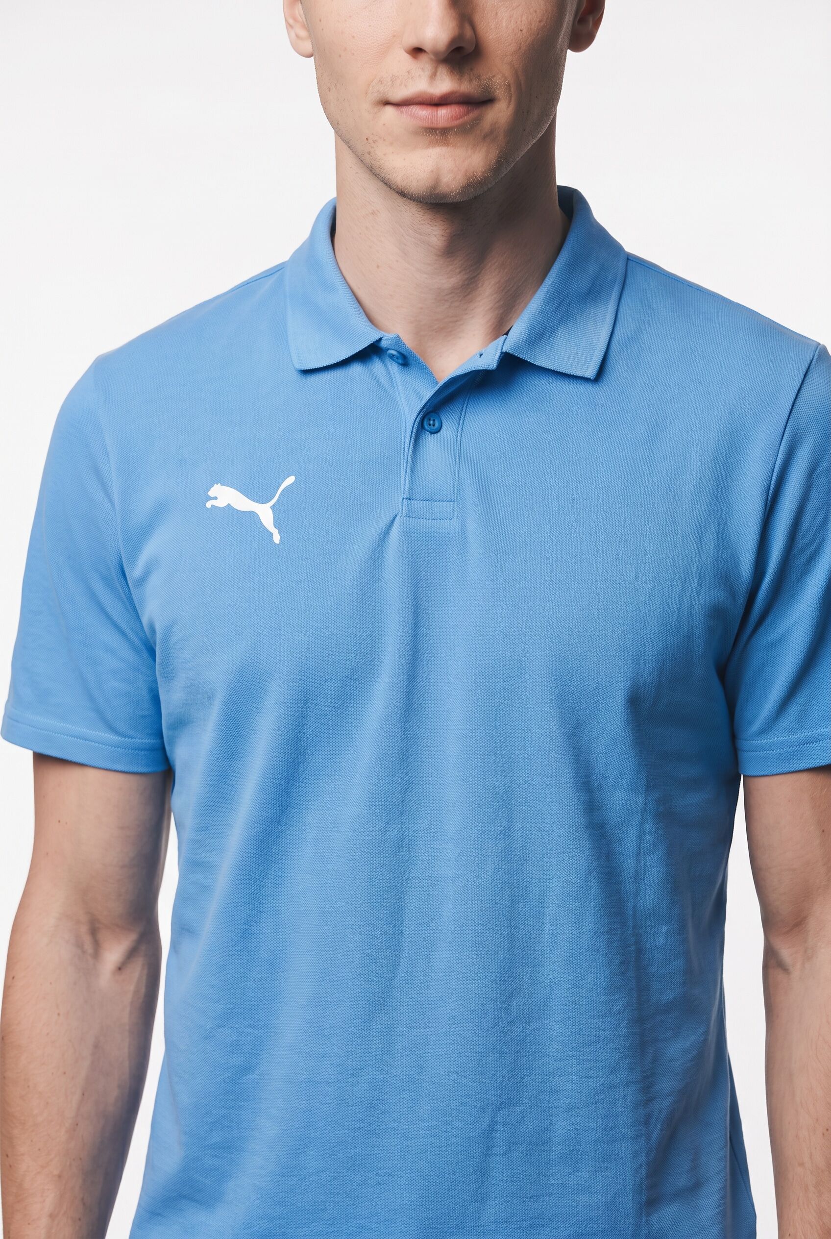 Poloshirt PUMA "TEAMGOAL CASUALS POLO", Herren, Gr. S, blau (ignite blau, puma weiß), Piqué, Obermaterial: 100% Baumwolle, unifarben, regular fit normal, V-Ausschnitt, Shirts Poloshirt, Regular fit Passform, Kurzarm-Design, für Sport, 3-Knopf-Form ignite 