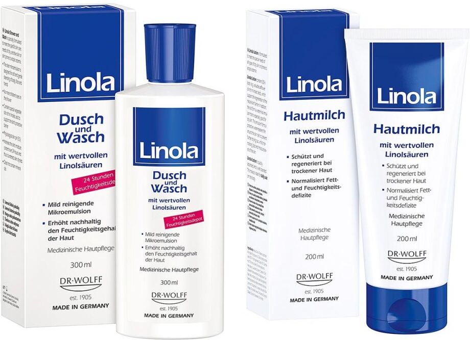Linola Dusch und Wasch und Linola Hautmilch 300+200ml
