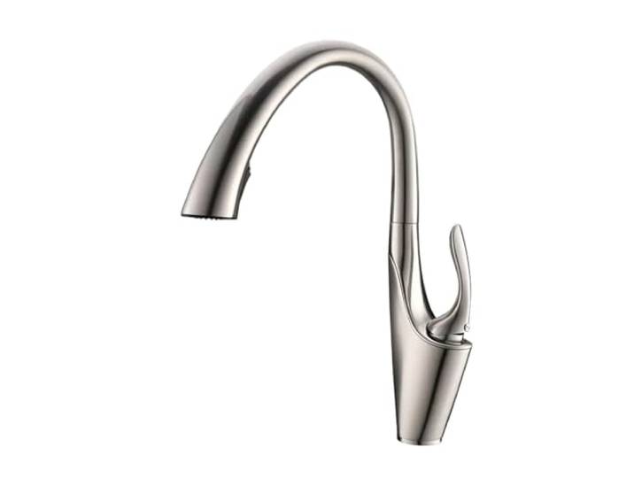 Küchenarmaturen, Ausziehbarer Küchenspülen-Wasserhahn, an Deck montierte Strahlsprühdüse for die Küche, heiße und kalte Mischbatterien(Brushed nickel)