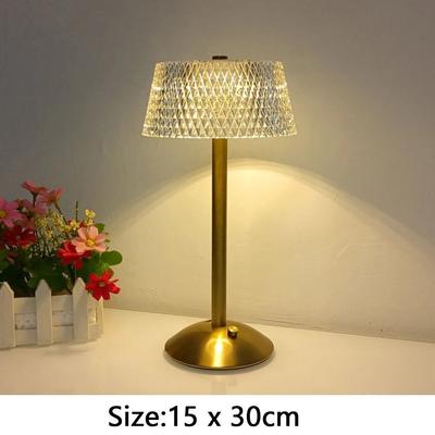 Uplifted Finds Nordic Crystal Rechargeable Golden LED Lamp Touch Dimmable Table Light j