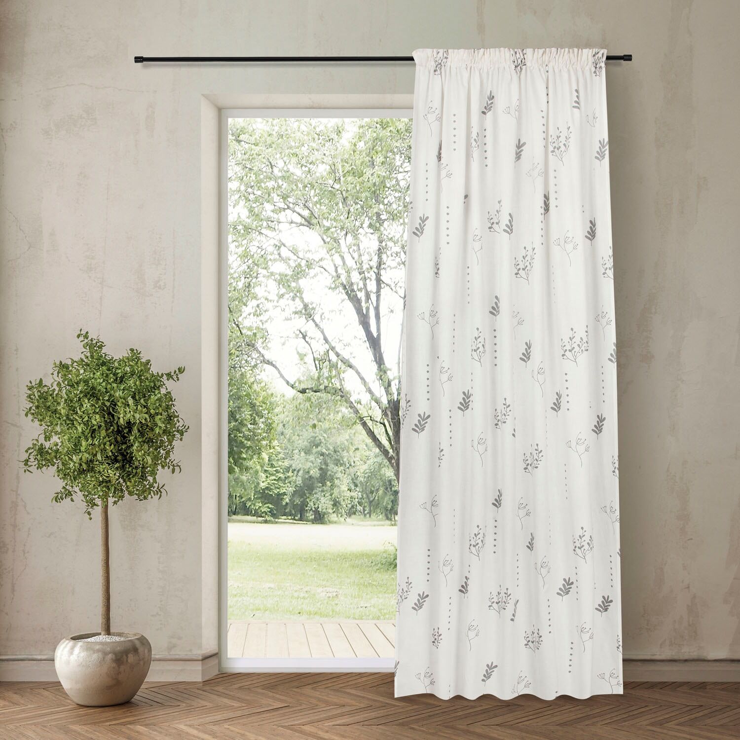 Gardine FEEL OF NATURE "Helga" Gr. 1, grau, B:140cm H:245cm, Baumwolle, Gardinen, Gardine, HxB: 245x140 grau 245cm, Kräuselband, 140cm