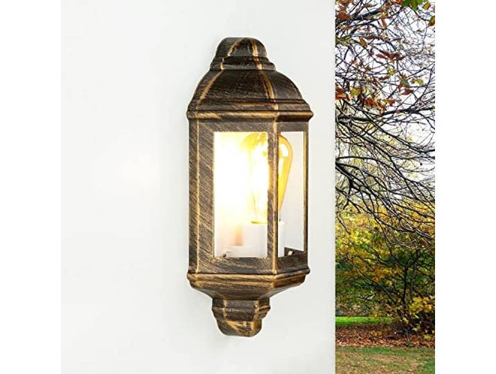 Licht-Erlebnisse Applique extérieure aluminium verre en cuivre antique IP44 terrasse jardin cour L:17\,5 cm E27 lampe de bateau lampe extérieure maritime LIVORNO
