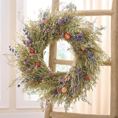 "Dried Mountain Mint Wreath, 22"" - Grandin Road"