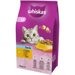 WHISKAS Sterile 14 kg - Trockenfutter für ausgewachsene Katzen nach der Kastration, mit leckerem Huhn