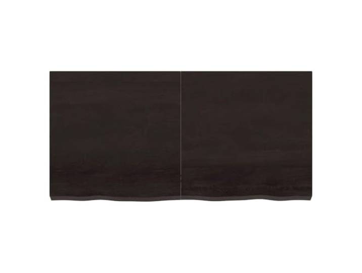 KTHLBRH Tischplatte Eiche massiv 120 x 60 x (2-6) cm Dunkelbraun Natürlicher lebender Rand, handgefertigt, dunkler Lack, geeignet für verschiedene Untergründe