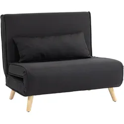 MODFU Schlafsessel 80x78x94 cm verstellbar 6 Stufen mit Bettfunktion und Zusatzkissen Schwarz Leinenoptik, Holzbeine, skandinavisches Design