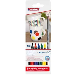 Edding 4200-6 Porzellan-Pinselstift - 1 - 4 mm, 6 Farben sortiert