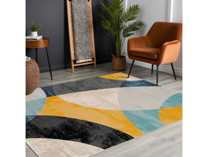 Tapis scandinave moderne multicolore/bleu 160x220