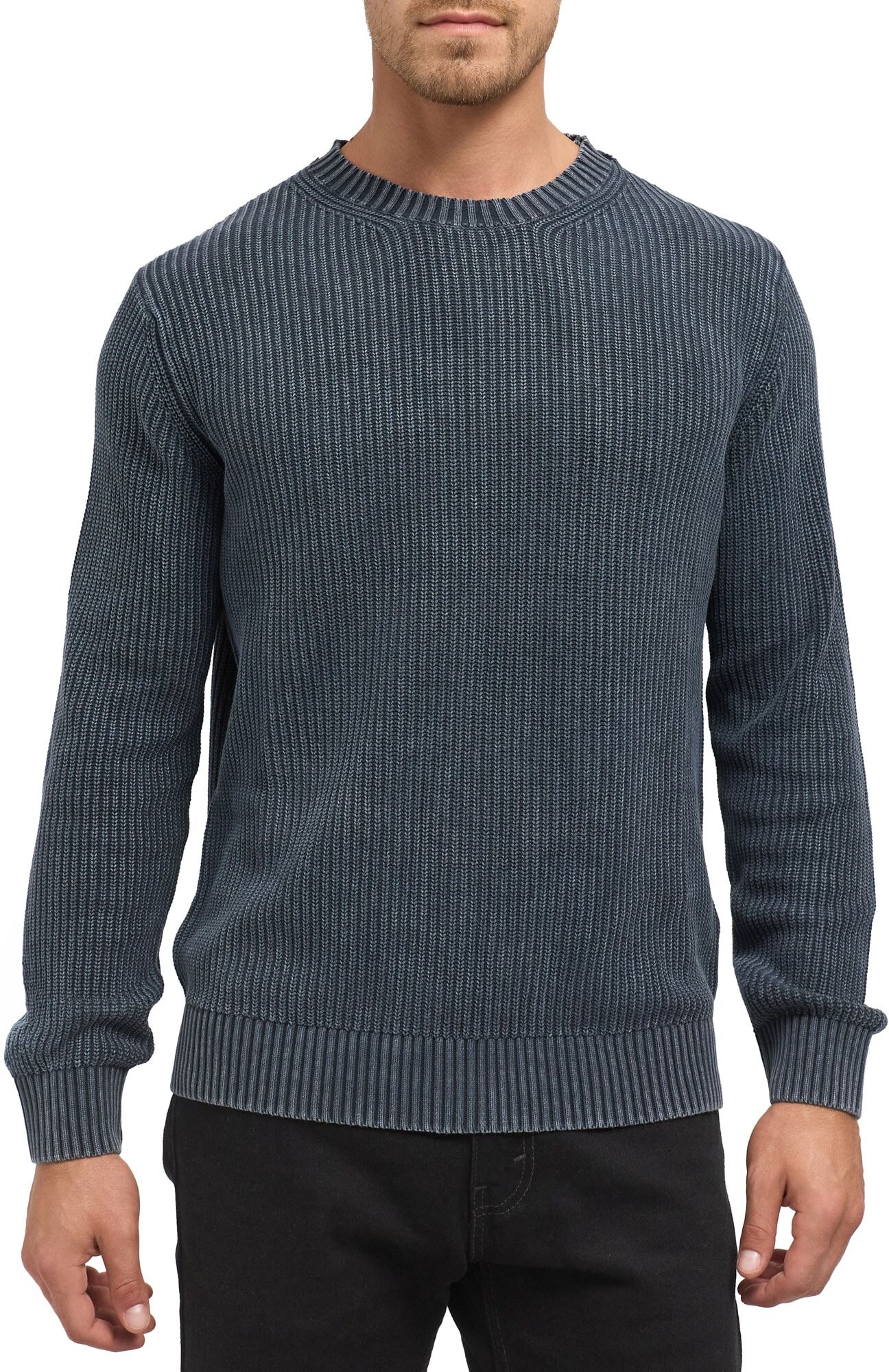 Rundhalspullover INDICODE "INTorpedo", Herren, Gr. 3XL, blau (sky captain), Strick, Obermaterial: 100% Baumwolle, unifarben, regular fit normal, Rundhals, Bündchen, Pullover Rundhalspullover, Baumwolle, regular fit