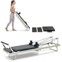 VEVOR faltbarer Pilates Reformer Trainingsgerät für den Einsatz im Heim-Fitnessstudio, Pilates-Bett mit doppeltem Widerstand – Feder & Kordel, für Fortgeschrittene und Anfänger, bis zu 181,44 kg