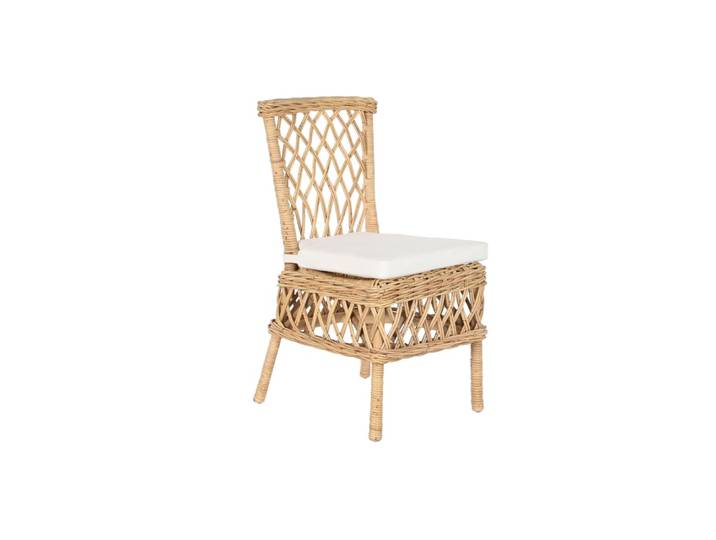 Chaise en rotin marron avec coussin 47x58x90 cm
