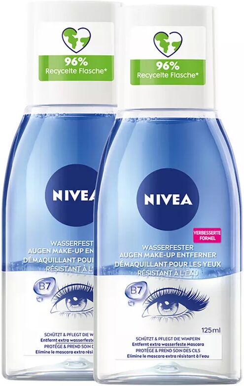 Nivea - Augen Make-up Entferner wasserfest Duo, 2x125 ml