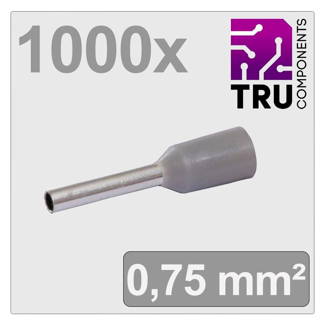 Tru Components TC-13377196 Aderendhülse 0.75 mm² Teilisoliert Grau 1000 St. (TC-13377196)