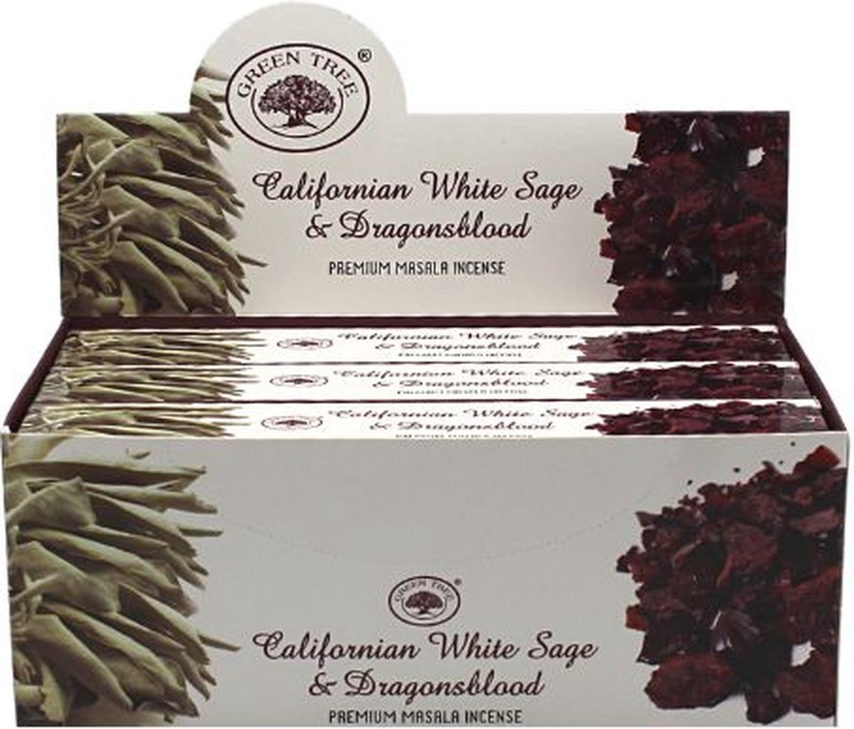 Green Tree Californian White Sage & Dragonsblood Wierook 12 x 15 g