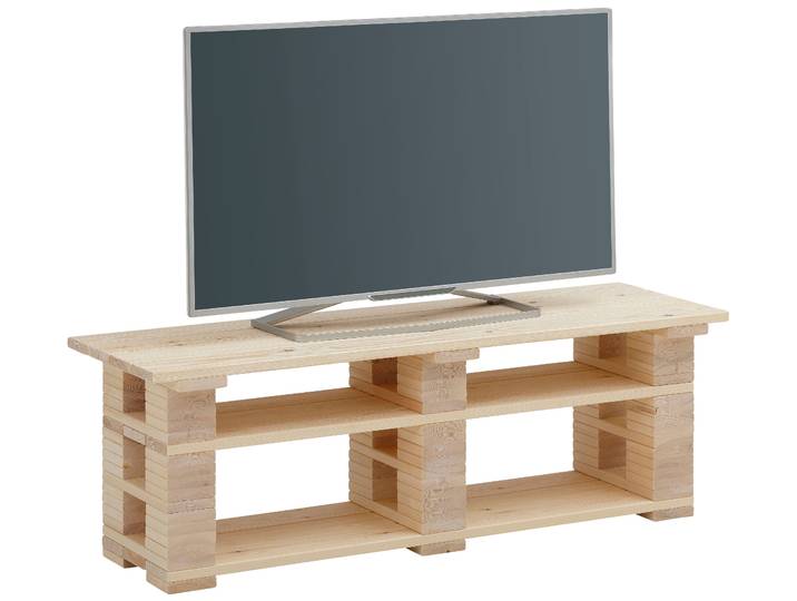 Lowboard HOME AFFAIRE Pinus , beige (natur), B:120cm H:40cm T:38cm, FSC-zertifiziertes Massivholz, Sideboards, Lowboard, Kommode im angesagten Palettendesign