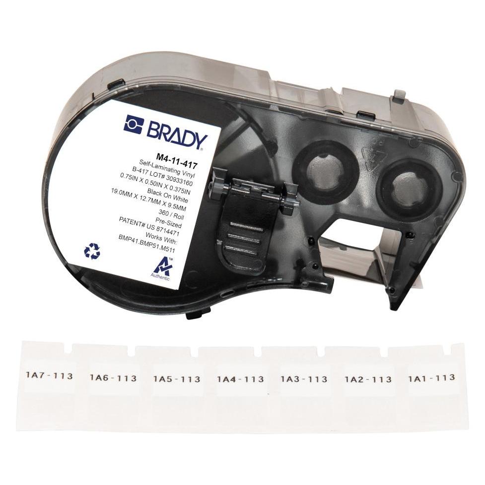 Brady M4-11-417, selbstlaminierendes Vinyl, Weiss/Transparent, 12.70 x 9.53(19.05) mm, permanent, f (12.70 mm) (M4-11-417)