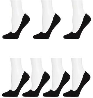 Plus Size Women's Mid-Cut Liner Cotton Blend Sock 7-Pack by MeMoi in Black (Size ONE SIZE)