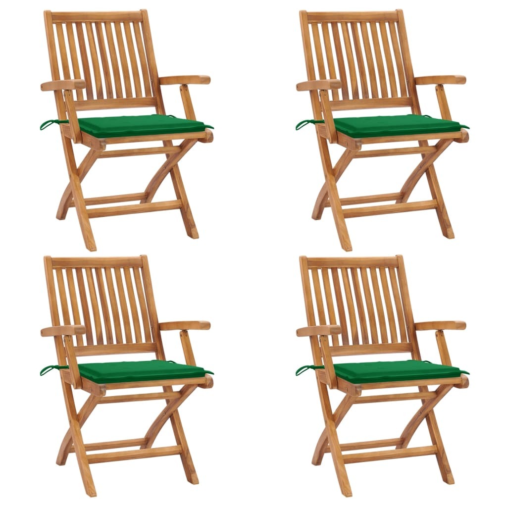 Klappbare Gartenstühle mit Kissen 4 Stk. Massivholz Teak