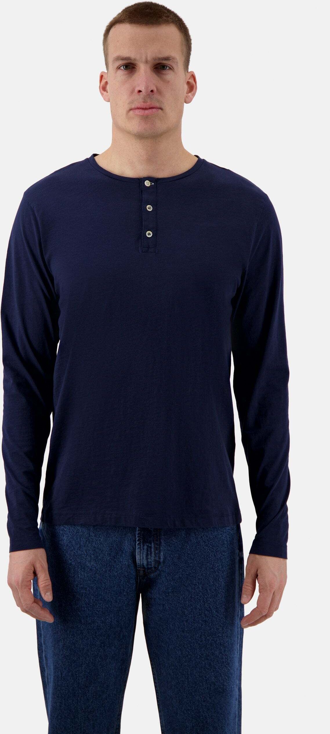 Langarmshirt COLOURS & SONS "colours & sons Langarmshirts Henley - Slub", Herren, Gr. XXL, blau (dunkelblau), Obermaterial: 100% Baumwolle CO., Shirts Langarmshirt dunkelblau XXL