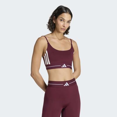 Sport-BH ADIDAS PERFORMANCE "HYPERGLAM 3-STREIFEN SPORT-BH, LEICHTER HALT, GEPOLSTERT", Damen, Gr. M, N-Gr, maroon, Obermaterial: 85% Polyester, 15% Elasthan, BHs Sport-BH