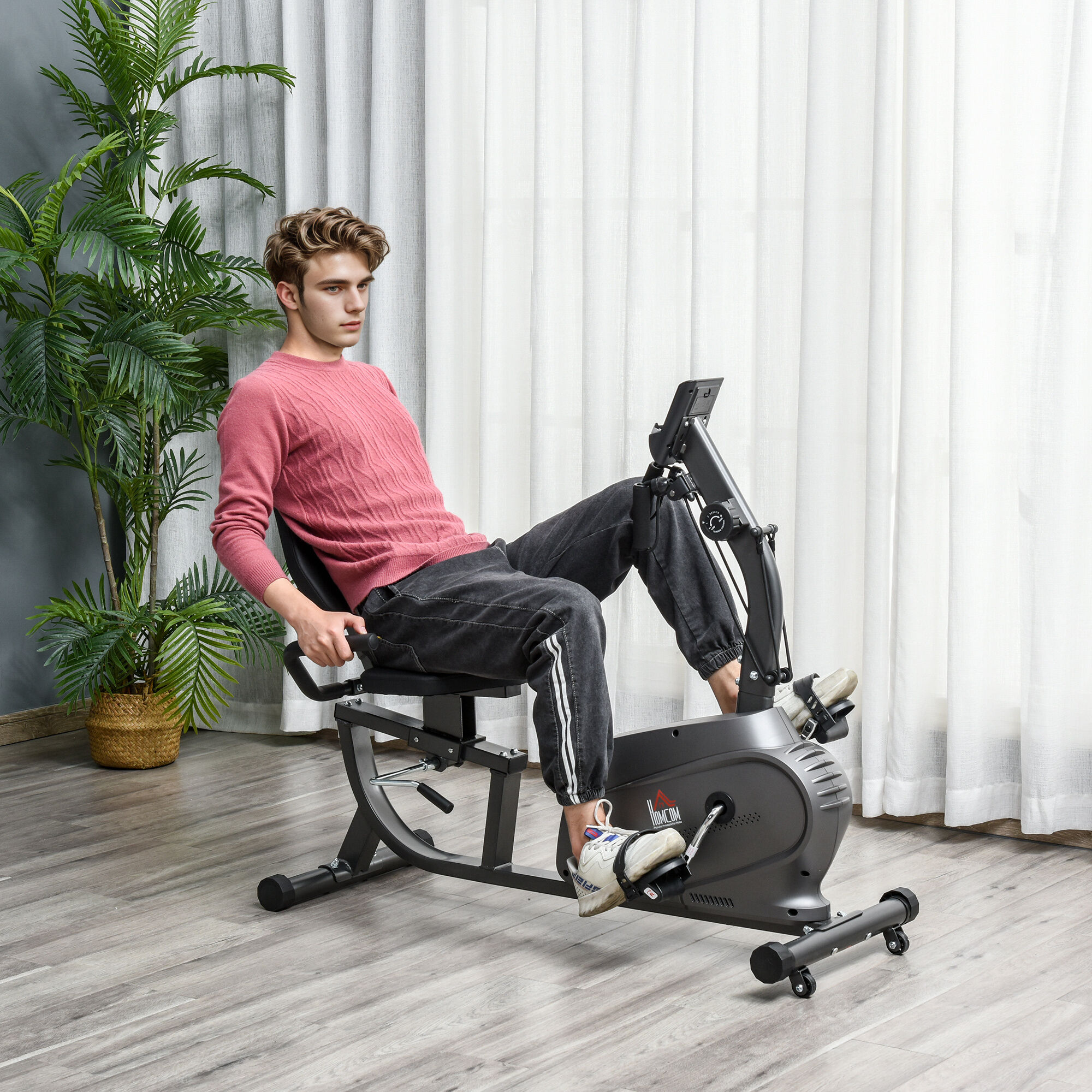 Altro Cyclette Orizzontale Magnetica 8 Resistenze, Display Lcd, Sedile Regolabile Ed Elastici Per Braccia