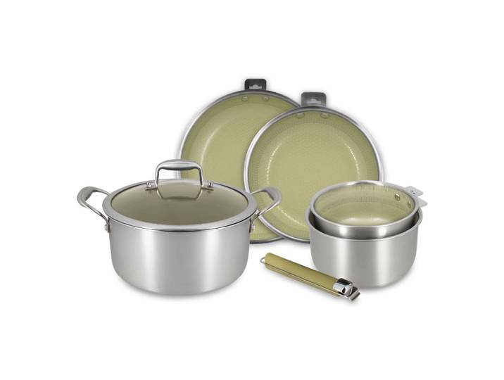 Batterie de cuisine 6 pièces en acier inoxydable vert